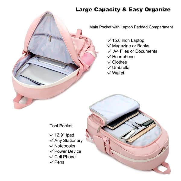 Backpacks 15.6 Inch College Backpack Elementary Middle High School Bag  Large Cute Bookbags Anti Theft Travel Back Pack - Bed Bath & Beyond -  42714399