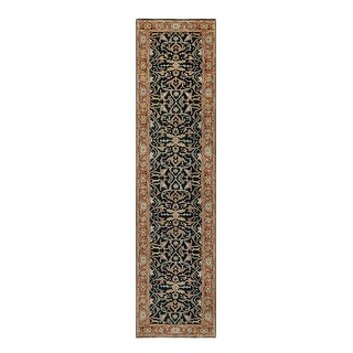 Shahbanu Rugs Prussian Blue Hand Knotted Soft Pile Antiqued Fine Heriz ...