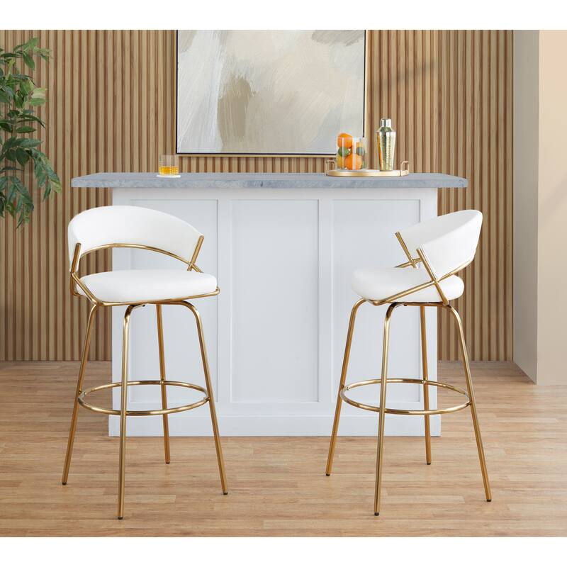 Silver Orchid Tatyana 30" Fixed-Height Bar Stool with Metal Legs (Set of 2)