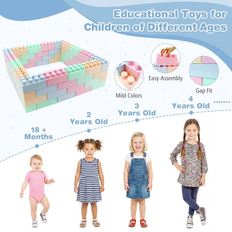 Gymax 64 pcs Building Blocks for Toddlers Montessori STEM Educational