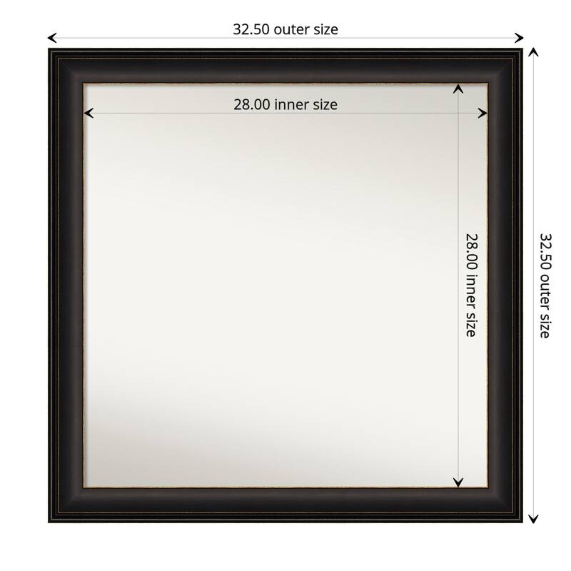 Trio Oil Rubbed Bronze Framed Non-Beveled Custom Wall Mirror, Bathroom Vanity Mirror - Outer Size: 32.5 x 32.5