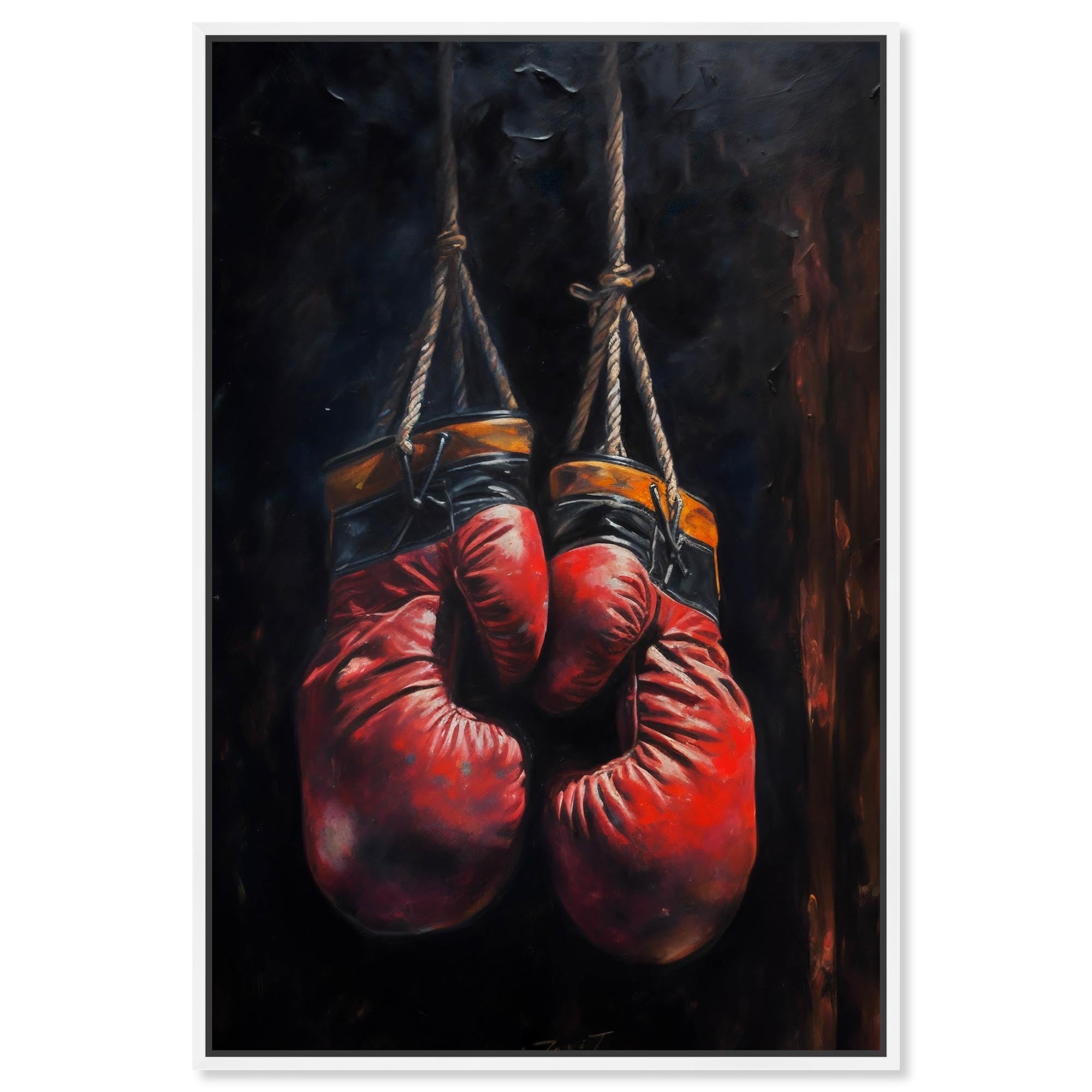 Hanging Gloves Black Canvas Sports Art Prints by Art Remedy