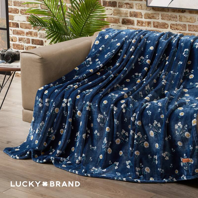 Lucky Brand Daisy Plush Throw Blanket