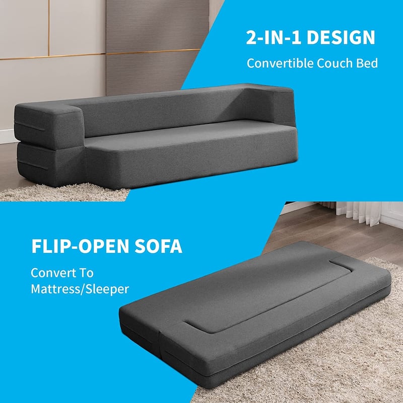 Mixoy Convertible Futon Sofa Bed, Foam Folding Mattress Sleeper Bed