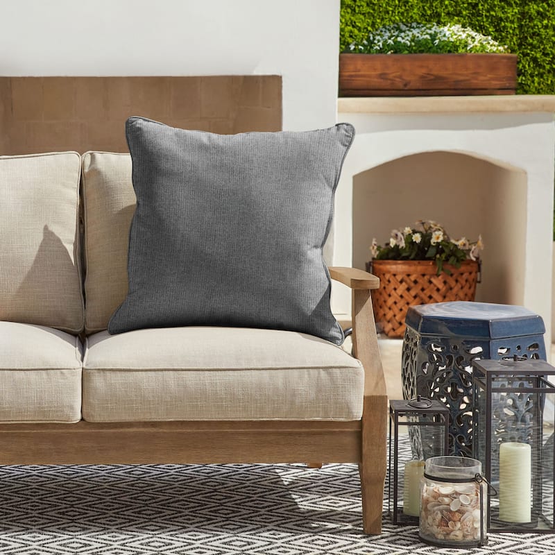 Sorra Home Sunbrella Outdoor Corded Pillow Single - 24 in H x 24 in W x 6 in D - Revive Charcoal