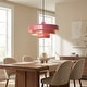preview thumbnail 3 of 32, Industrial Adjustable Chandelier 1-Light Pendant Light with 3-Layer Metal Shade, Vintage Hanging Lamp for Living Room Pink