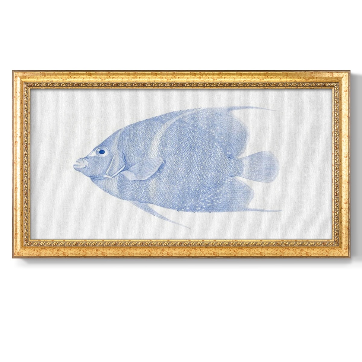 Blue & White Tropical Fish V Premium Framed Canvas- Ready to Hang