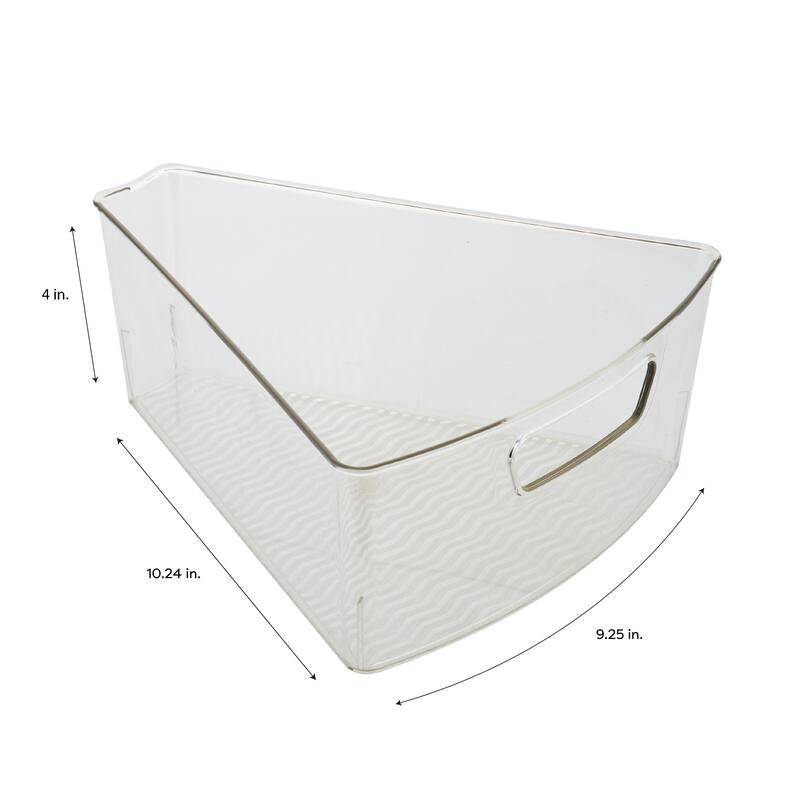 Kitchen Details 2 Pack Triangular Lazy Susan Organizer Bins in Clear - 10.24"x9.25"x4"