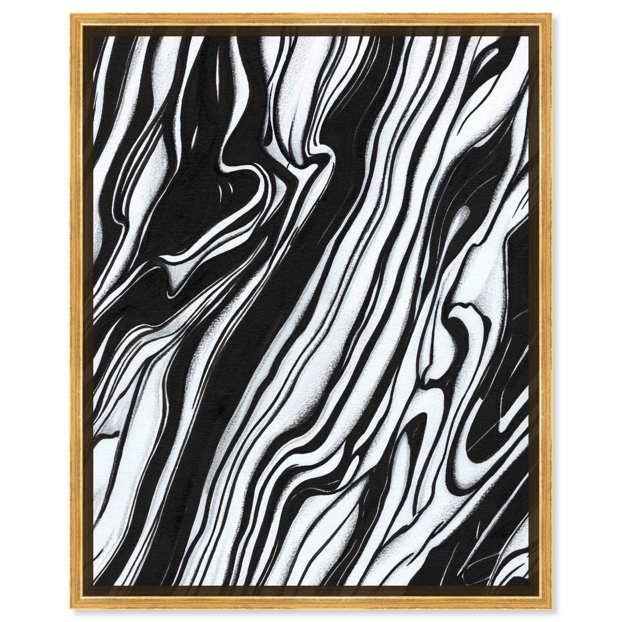 Black Lines I Canvas Modern Black And White Abstract Wall Art by Art Remedy