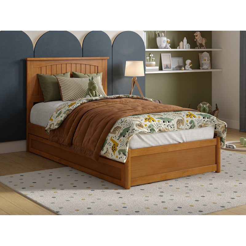 Malta Platform Bed with Panel Footboard and Twin Trundle