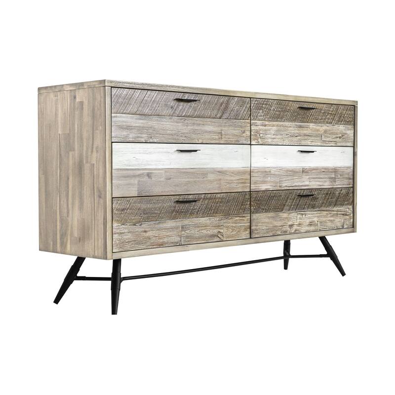 Bridges Modern Two-Tone Acacia Wood 4-Piece Bedroom Set