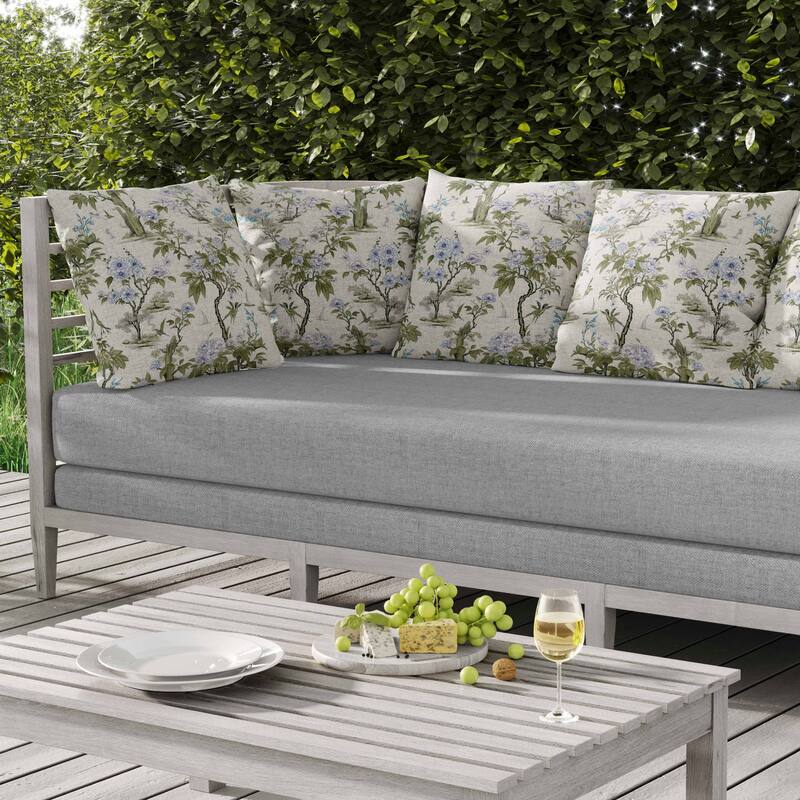 Open Air Orchid Indoor/Outdoor Reversible Throw Pillow Green and Blue