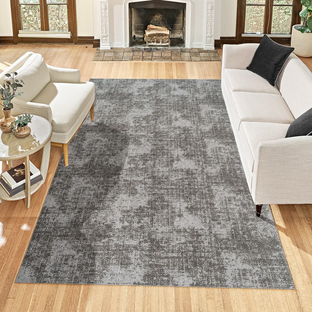 Gertmenian Shadow Thandi Soft Polyester Embossed Abstract Non-Slip Indoor Area Rug