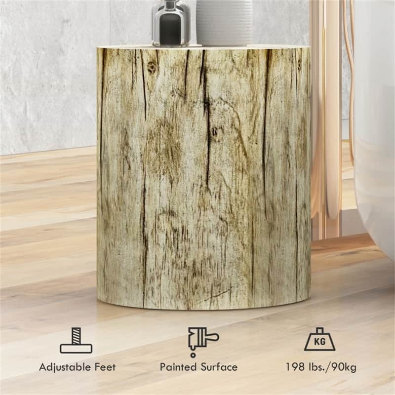 Multifunctional Tan Concrete Side Coffee Table with Round Top for Indoor or Outdoor Use - Dia. 14.6" x 16.9" H