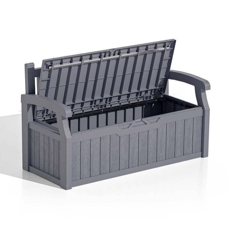 Plastic Outdoor Patio Garden Storage Bench with Lockable Lid 70-Gallon - 23.2 D" x 53.1" W x 31.5" H
