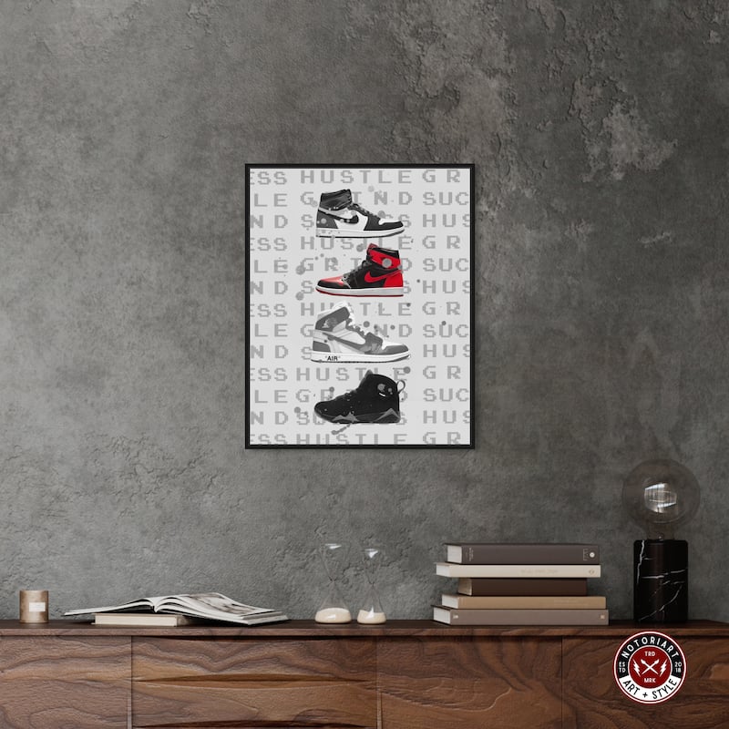 Notoriart Hype Sneakers Framed Sneaker 1 Piece Canvas Wall Art