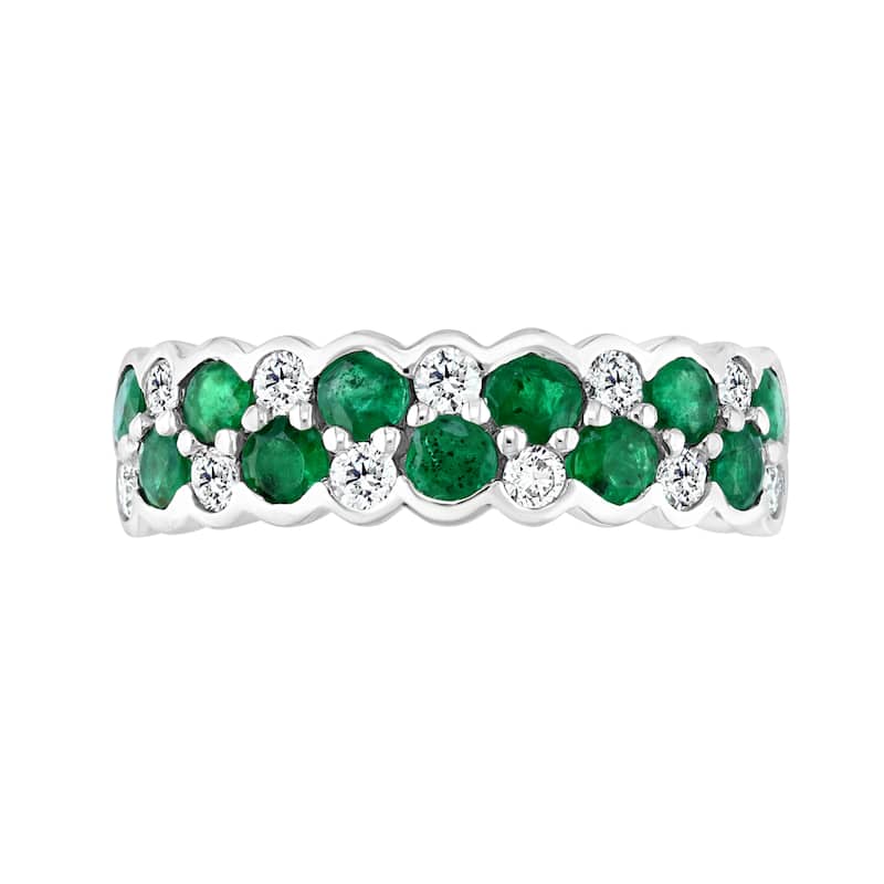 EFFY 14K Gold Diamond Natural Emerald Ring
