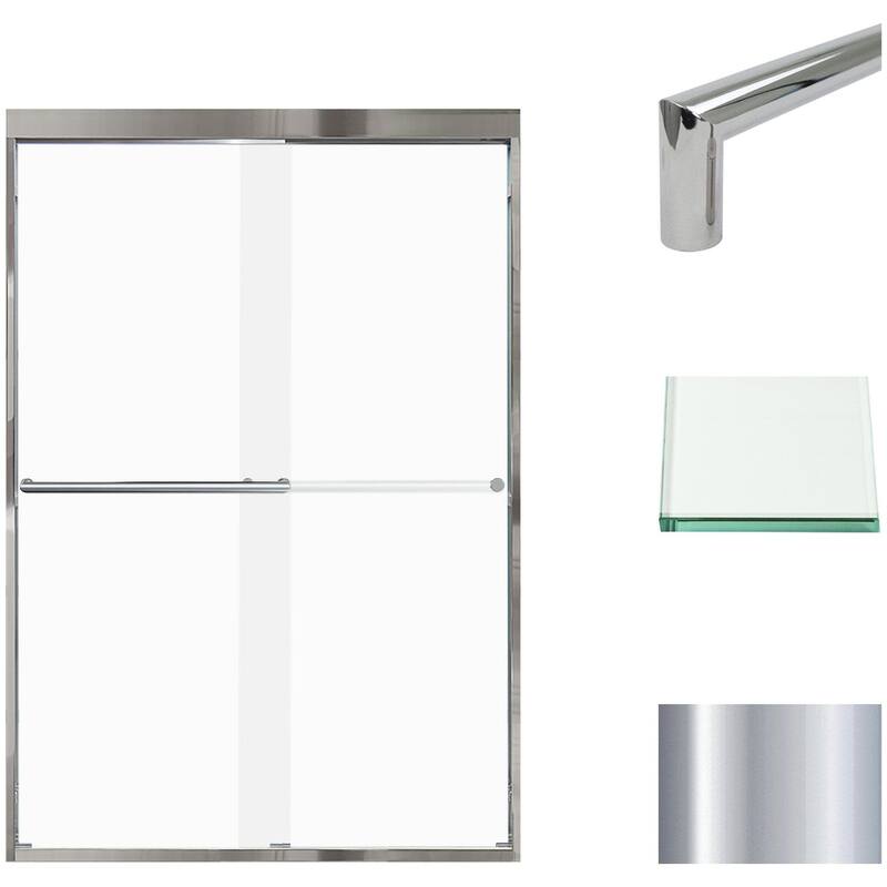 Transolid FBPT487008F-T 70" High x 47" Wide Bypass Frameless Shower - Polished Chrome