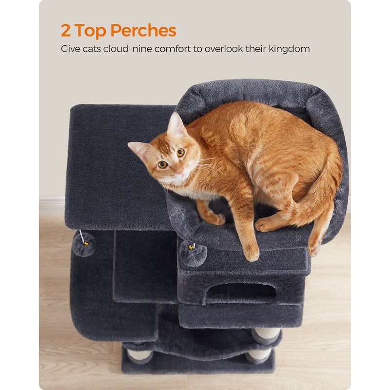 Plush Multi-Level Cat Tree with Sisal-Covered Scratching Posts and Cozy Hideouts for Indoor Cats