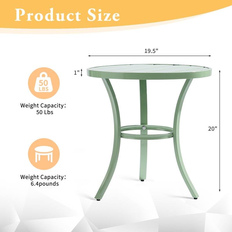 Metal Outdoor Round Side Table, Patio Coffee Bistro Table for Indoor Outdoor