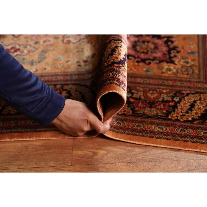 Handmade 100% Silk Geometric Qum Persian Rug Traditional Floral Carpet - 4'7"x 6'8"