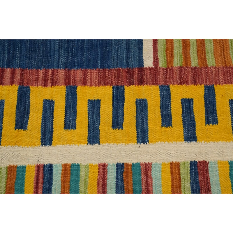 Hand Woven Oriental 100% Wool Carpet Southwestern Tribal Multi-Colored Kilim Area Rug - 10' 0'' X 8' 4''