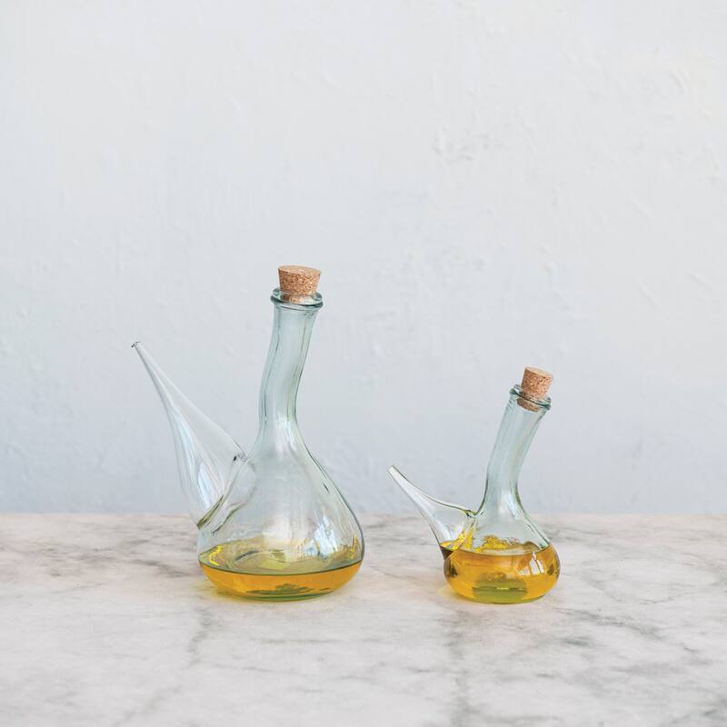 Reclaimed Traditional Glass Wine Pitcher with Cork