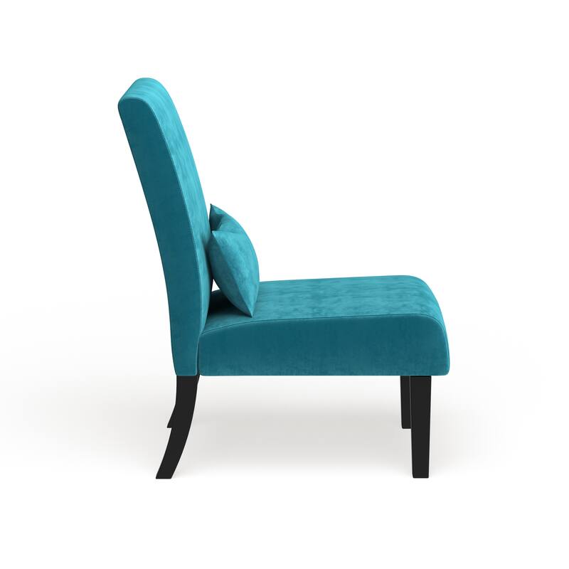 Porch & Den Vista Armless Chenille Accent Chair w/ Kidney Pillow