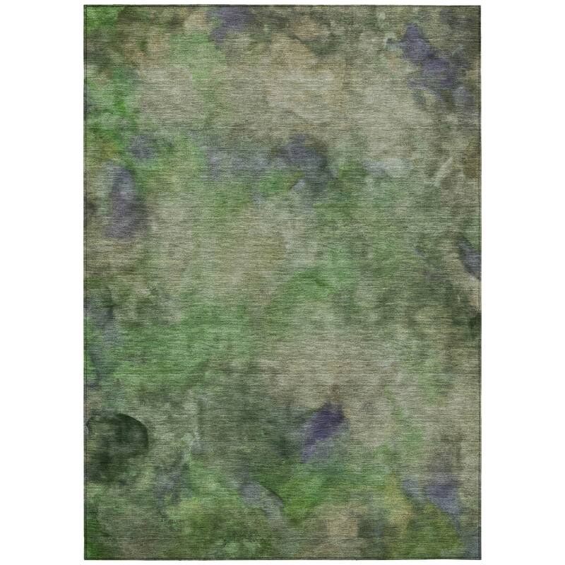 Machine Washable Indoor/ Outdoor Abstract Contemporary Chantille Rug