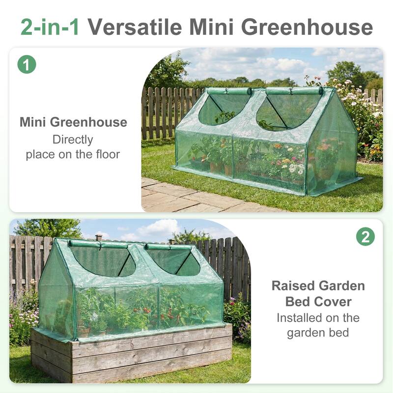 Aoodor Mini Greenhouse with 2 Zipper Doors,