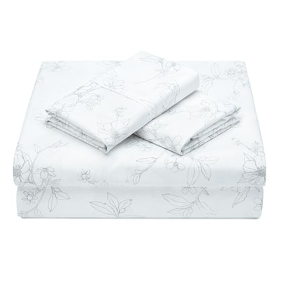 Chanasya Floral Sketch Ultra Soft Luxury Microfiber Sheet Set