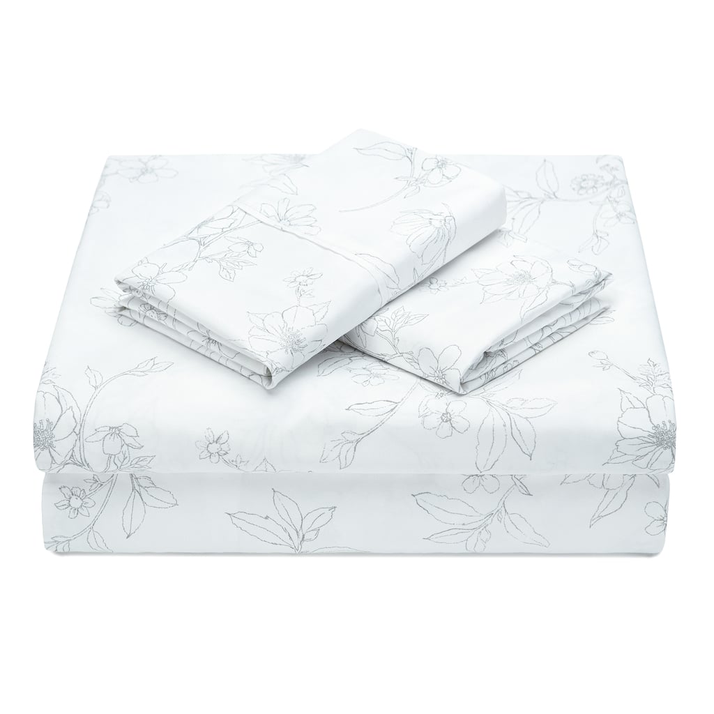 Chanasya Floral Sketch Ultra Soft Luxury Microfiber Sheet Set