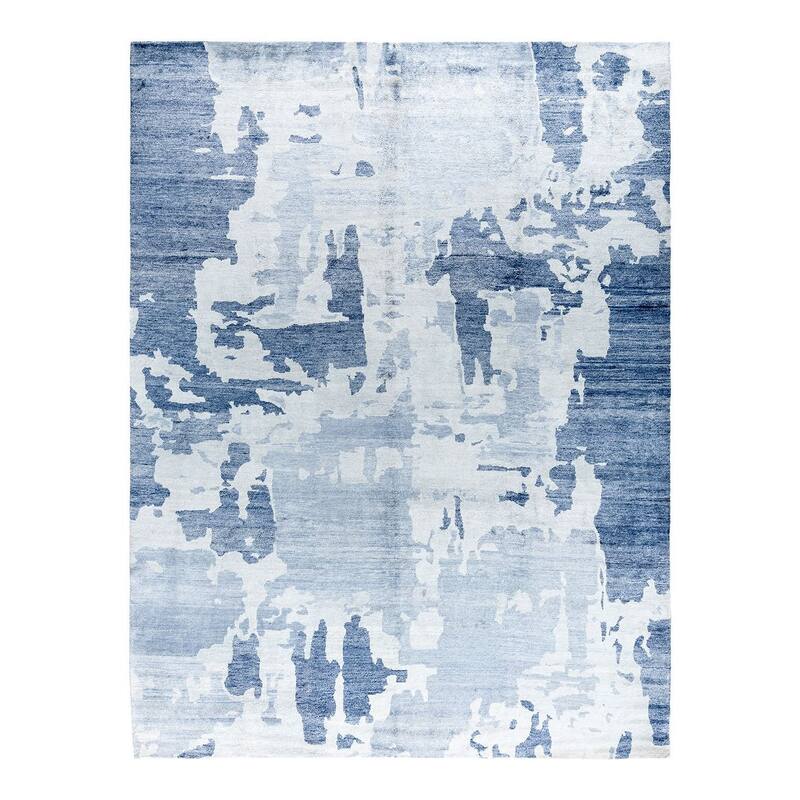 Modern One-of-a-Kind Hand-Knotted Area Rug - Gray, 9' 2" x 12' 0" - 9' 2" x 12' 0"