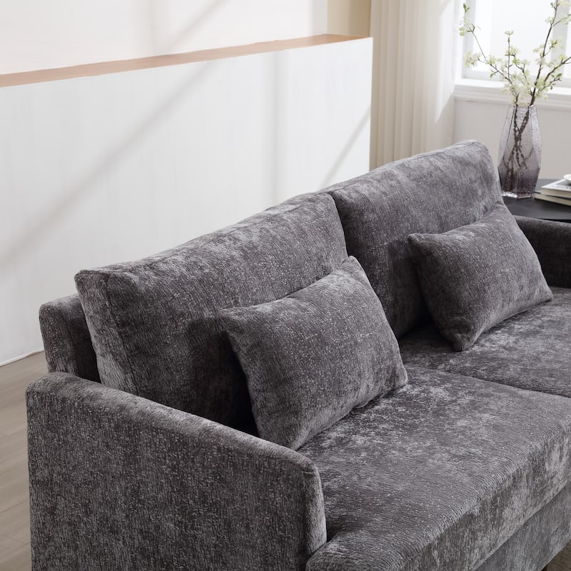 Chenille Fabric Loveseat Sofa, 2-Seater Sofa Couch with Extra Deep Seats, Upholstered Lounge Sofa with Wood Legs