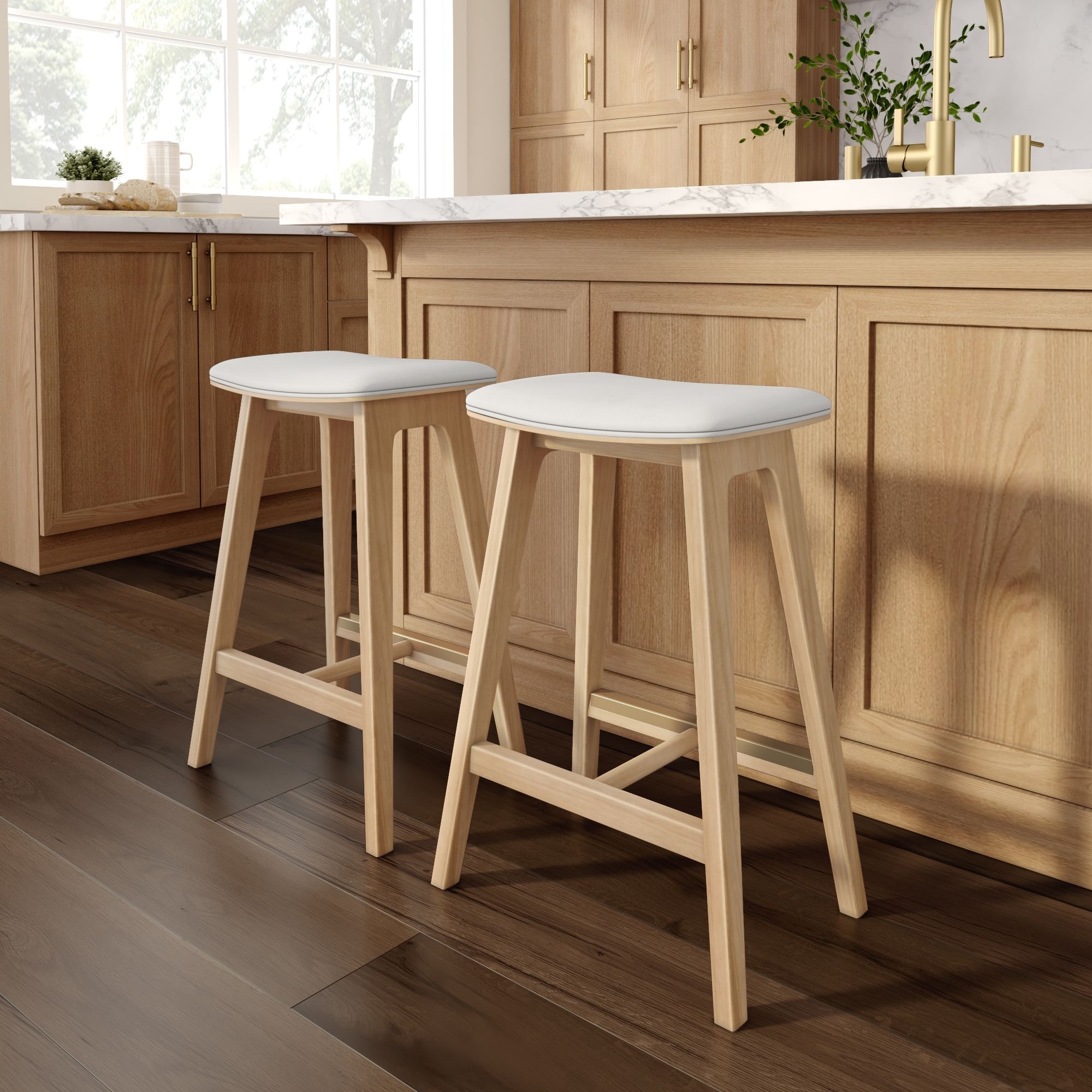 Beryl 24-inch Upholstered Counter Height Saddle Seat Stool