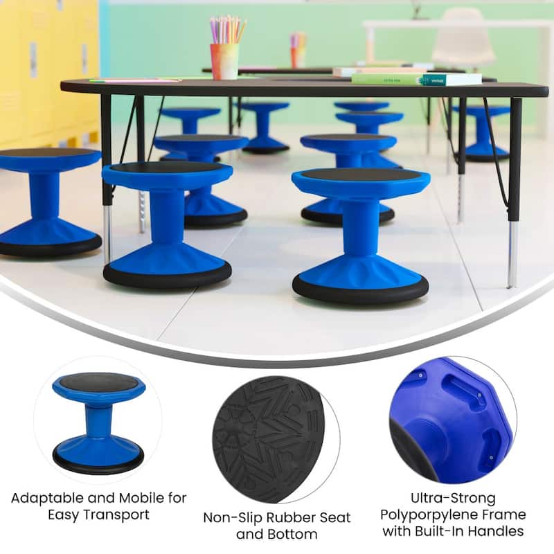 Commercial Fixed Height Collaborative Wobble Stool - 12.75"W x 12.75"D x 12"H