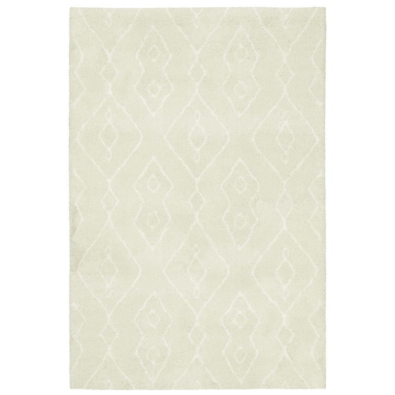 Louisa Diamond Shadows Solid Beige Shag Area Rug