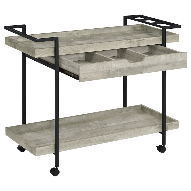 Ventura Grey Driftwood 1-drawer Engineered Wood Bar Cart