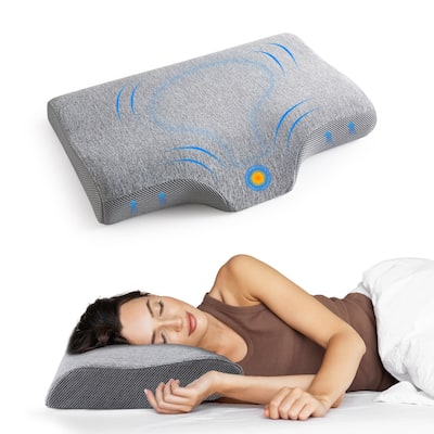 2 Pack Cervical Memory Foam Contour Bed Pillows, Ergonomic Neck Support Pillows for Side Sleepers, Back and Stomach Sleepers