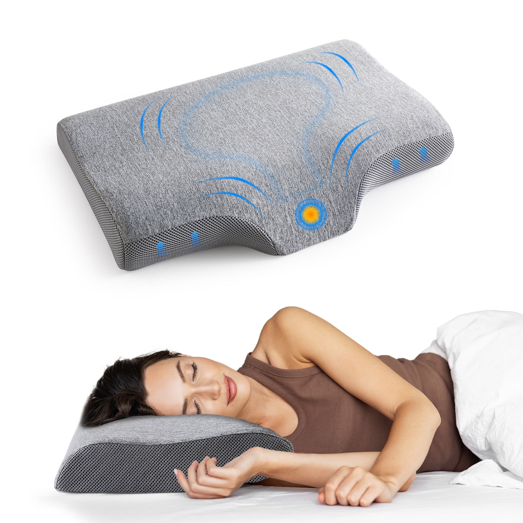 2 Pack Cervical Memory Foam Contour Bed Pillows Ergonomic Neck Support Pillows for Side Sleepers Back and Stomach Sleepers