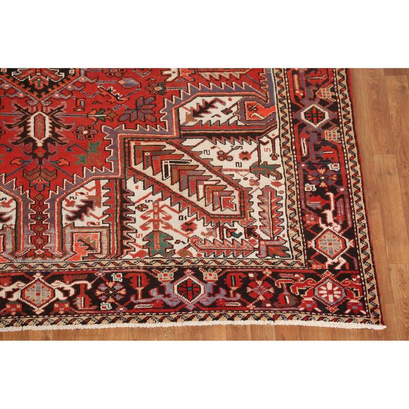 Hand Knotted Oriental 100% Wool Carpet Traditional Medallion Red Heriz Area Rug - 10' 3'' X 7' 9''