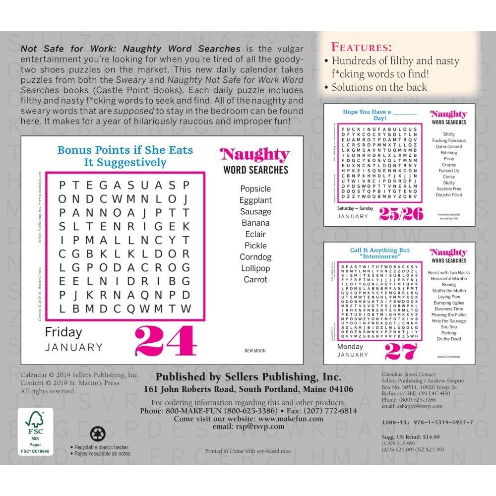 Sellers Publishing Not Safe For Work Word Search Desk Calendar Overstock Sellers Publishing Not Safe For Work Word Search Desk Calendar Overstock