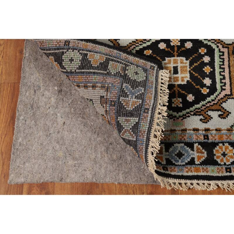 Hand Knotted Oriental 100% Wool Carpet Transitional Geometric Greys & Charcoal Khotan Area Rug - 5' 1'' X 3' 0''