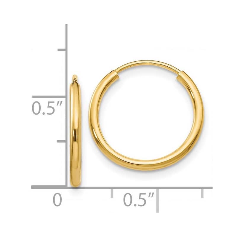 Curata 14k Yellow Gold Polished Round 1.5x16mm Endless Hoop Earrings