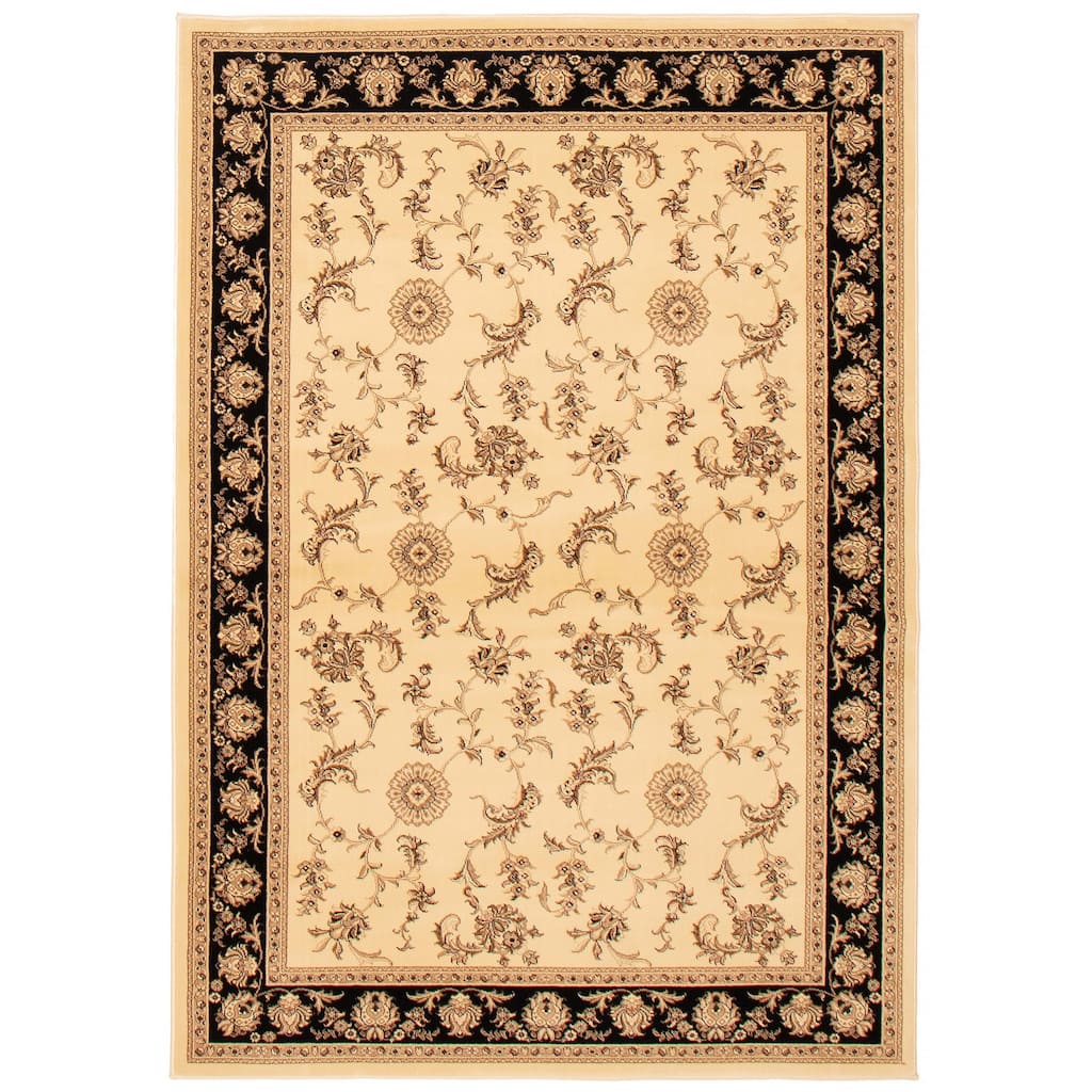 ECARPETGALLERY Machine Woven Lotus Mod Cream Polypropylene Rug - 5'3 x 7'6