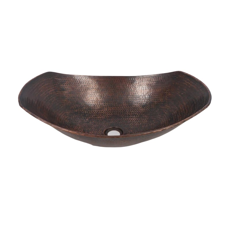 20" Oval Copper Vessel Bathroom Sink Sleigh Style by SimplyCopper - 20" x 14.5" x 5" Center 7" Ends