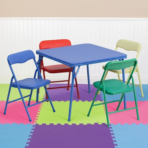Kids Colorful 5-piece Folding Table and Chair Set