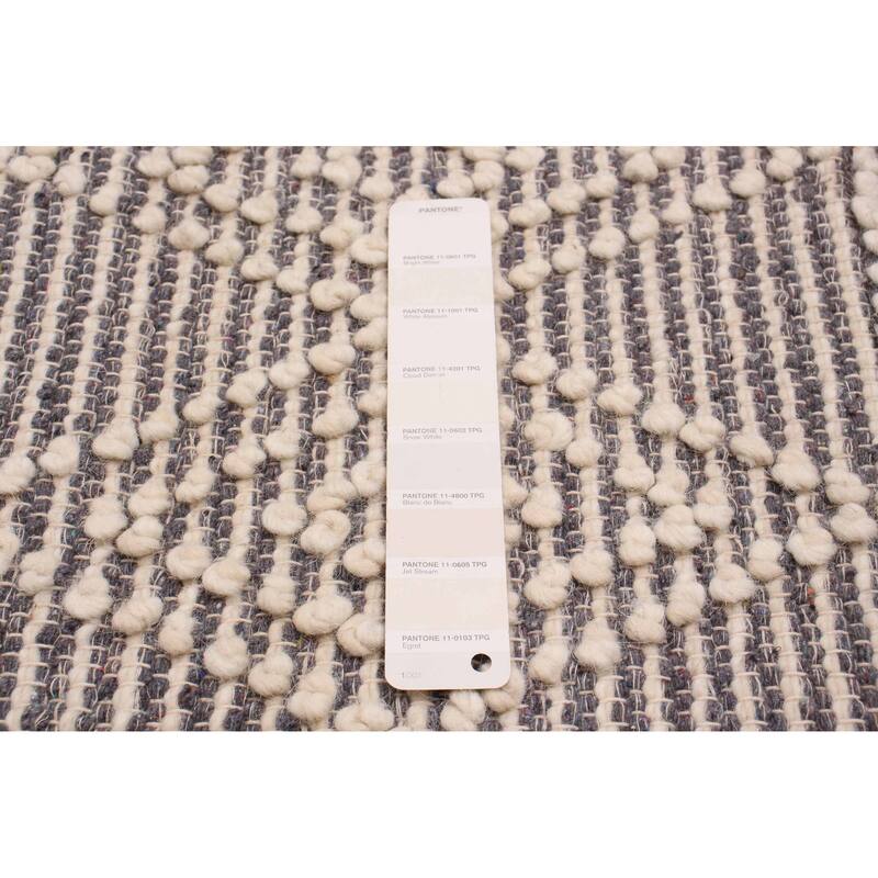 ECARPETGALLERY Braid weave Sienna Cream, Grey Wool Rug - 2'8 x 10'2