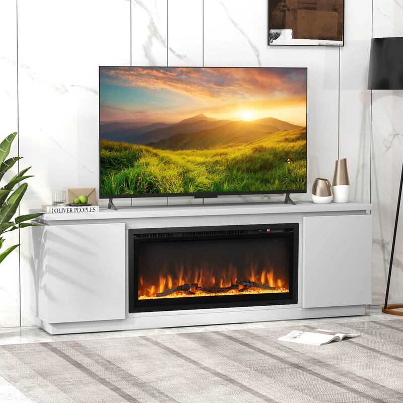 Costway Fireplace TV Stand for TVs up to 80" with Electric Fireplace 3 - See Details