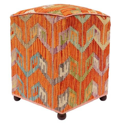 Chic Darcey Handmade Kilim Upholstered Ottoman